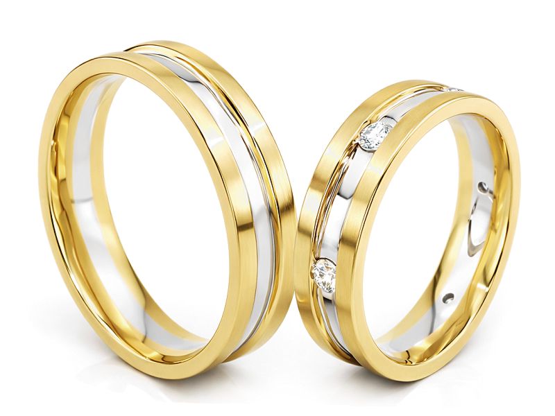 Złote Obrączki z diamentami dwukolorowe złoto - s313br_VS_H — zdjęcie 3