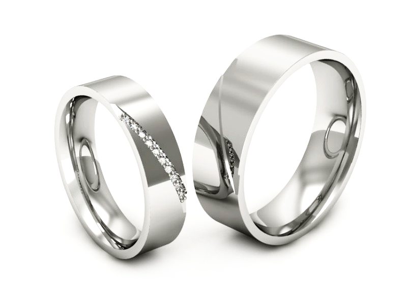 Obrączki z diamentami soczewkowe białe 585 - s314b — zdjęcie 3