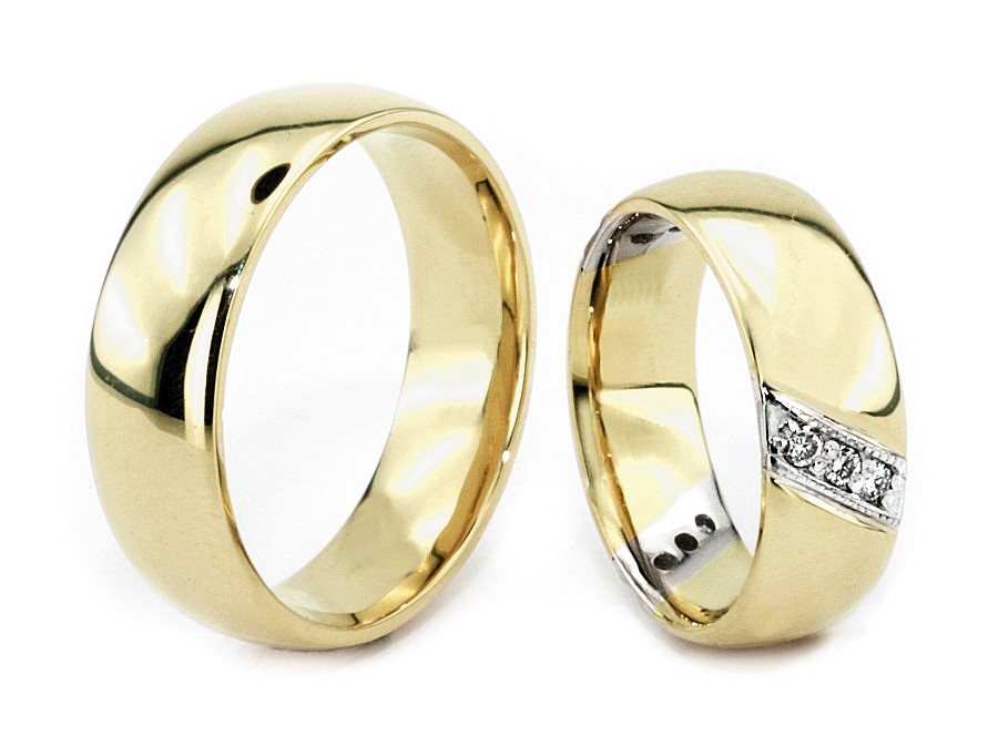 Obrączki ślubne obrączki z diamentami dwukolorowe złoto 585 - s315br_SI_H - 3