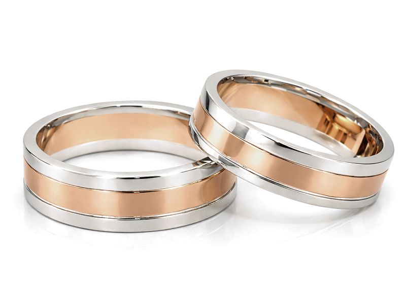 Obrączki biało różowe złoto obrączki klasyczne - s318cz_750 — zdjęcie 2