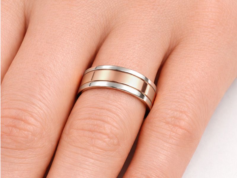 Obrączki biało różowe złoto obrączki klasyczne - s318cz_750 — zdjęcie 3