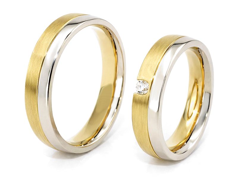 Obrączki z brylantem białe i żółte złoto 585 - s320br_SI_H — zdjęcie 3