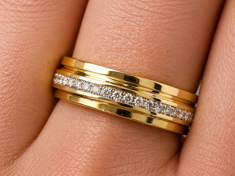 Obrączka złota z brylantami złoto próba 585 - s321d — zdjęcie 3