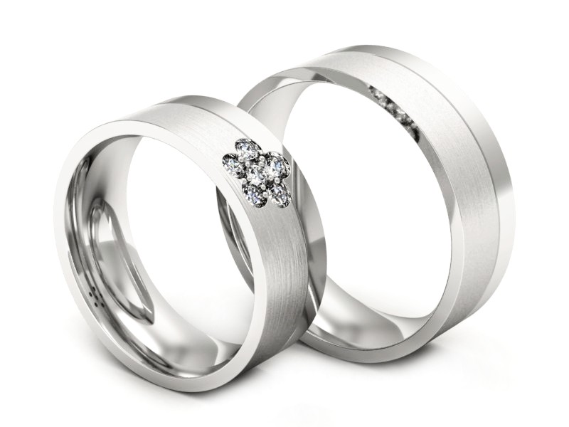 Złote Złote Obrączki z diamentami białe złoto 585 - s322b — zdjęcie 3