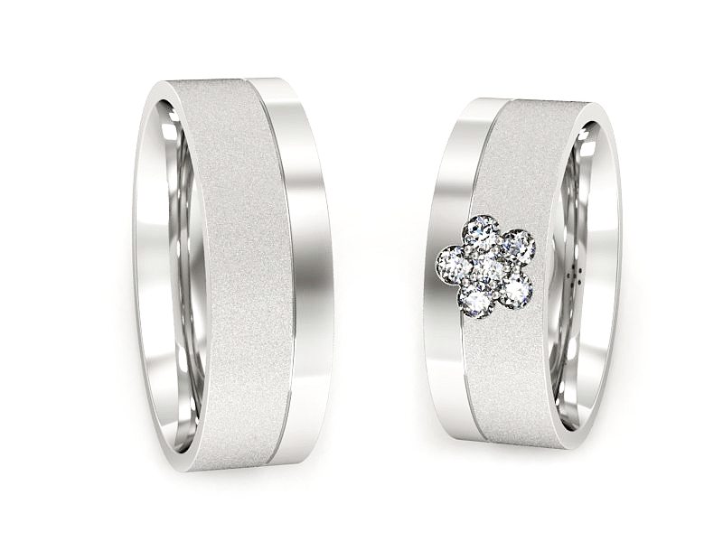 Złote Obrączki z diamentami białe złoto 585 - s322bms