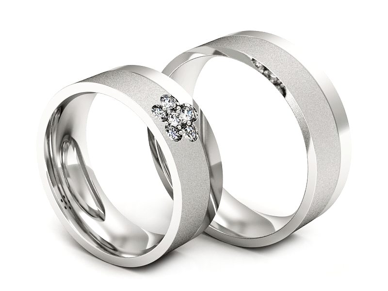 Złote Obrączki z diamentami białe złoto 585 - s322bms — zdjęcie 3