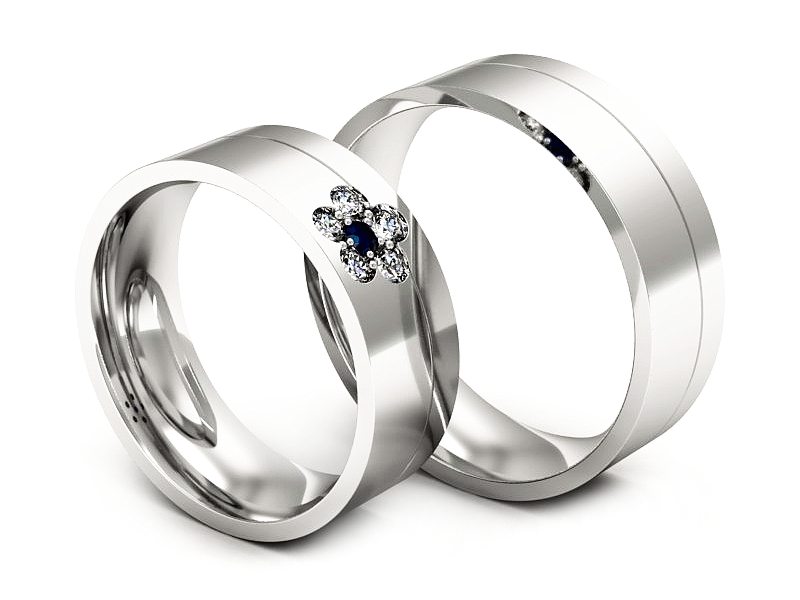 Obrączki ślubne obrączki z szafirem i brylantami - s322bsz — zdjęcie 3