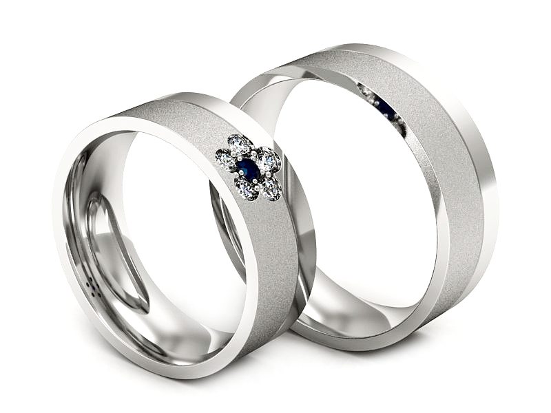 Obrączki z szafirem na zamówienie białe 585 - s322bszms — zdjęcie 3