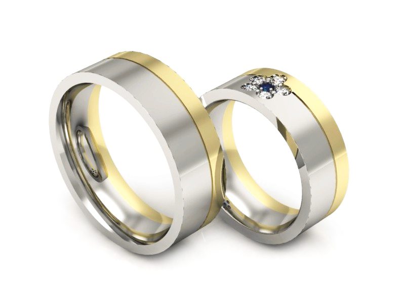 Obrączki ślubne obrączki z szafirem i brylantami - s322bzsz — zdjęcie 3