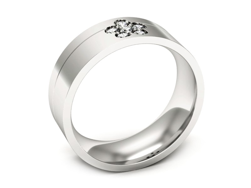 Pierscionek Obrączka z brylantami białe złoto 585 - s322db — zdjęcie 3