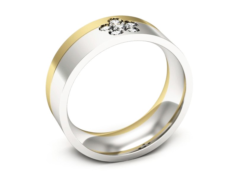 Obrączka z brylantami z żółtego i białego złota - s322dzb — zdjęcie 3