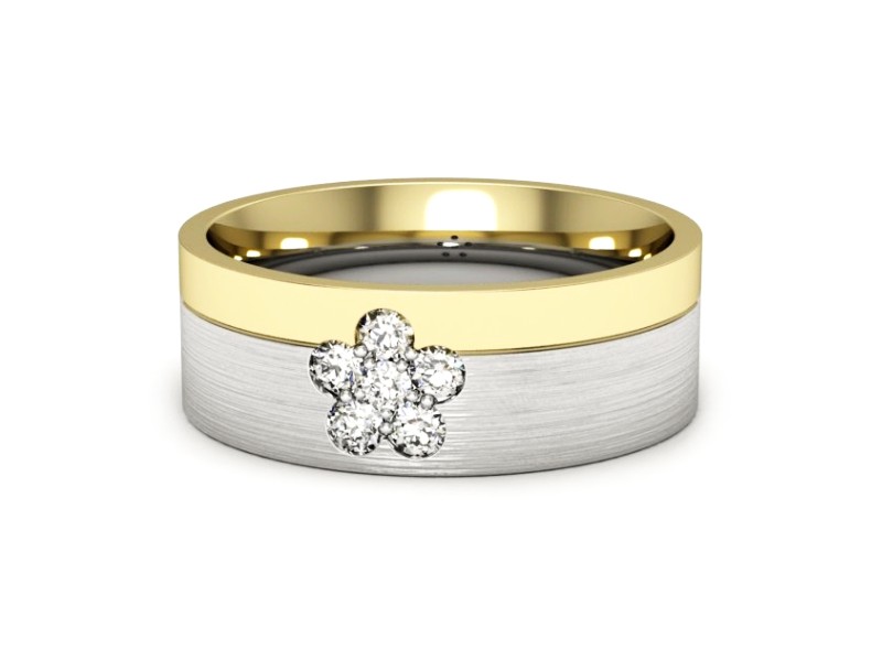 Obrączka z brylantami z żółtego i białego złota - s322dzbmp — zdjęcie 2