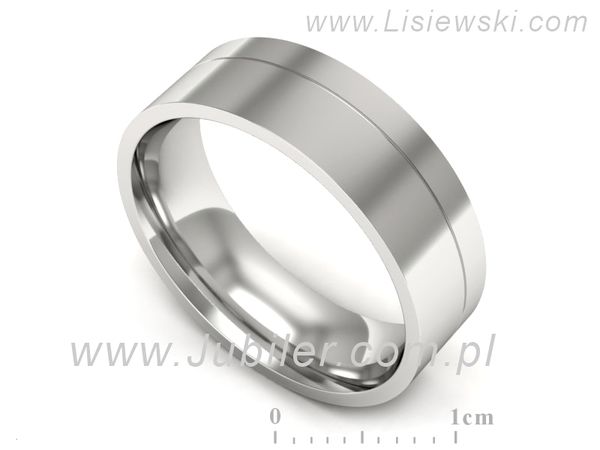 Obrączka białe złoto płaska soczewkowa proba 585 - s322mb- 1