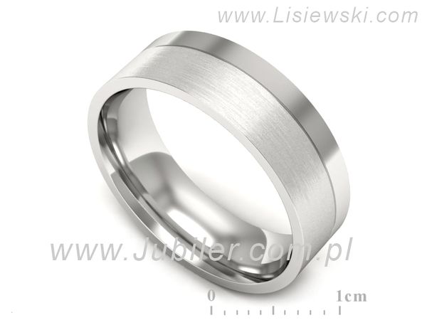 Obrączka białe złoto płaska soczewkowa proba 585 - s322mbmp- 1