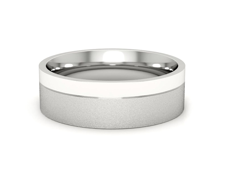 Obrączka białe złoto płaska soczewkowa proba 585 - s322mbms — zdjęcie 2