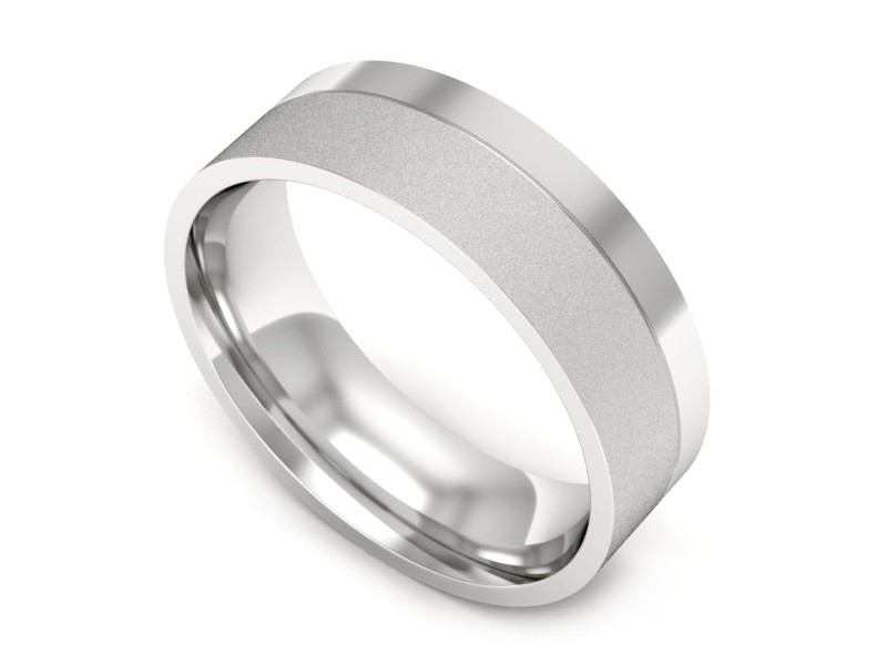 Obrączka białe złoto płaska soczewkowa proba 585 - s322mbms