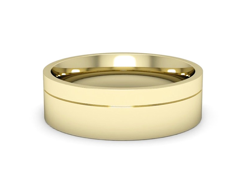 Obrączka płaska soczewkowa żółte złoto proba 585 - s322mz — zdjęcie 2