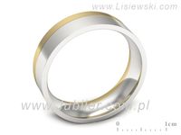 Obrączka z żółtego i białego złota płaska soczewkowa - s322mzb- 3