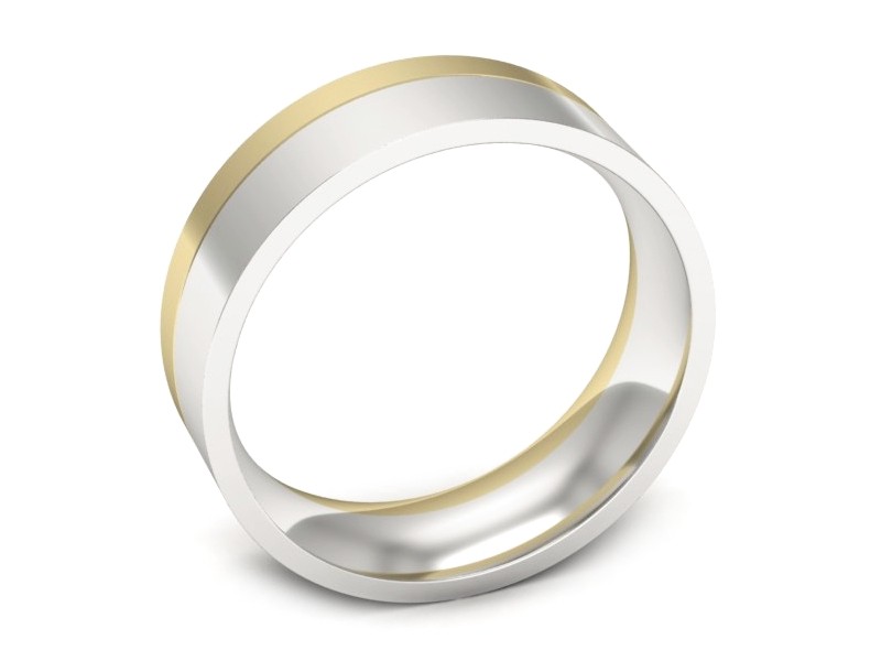 Obrączka z żółtego i białego złota soczewkowa - s322mzb — zdjęcie 3