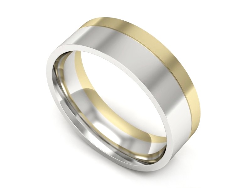 Obrączka z żółtego i białego złota soczewkowa - s322mzb