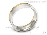 Obrączka z żółtego i białego złota płaska soczewkowa - s322mzbmp- 3