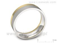 Obrączka z żółtego i białego złota płaska soczewkowa - s322mzbms- 3