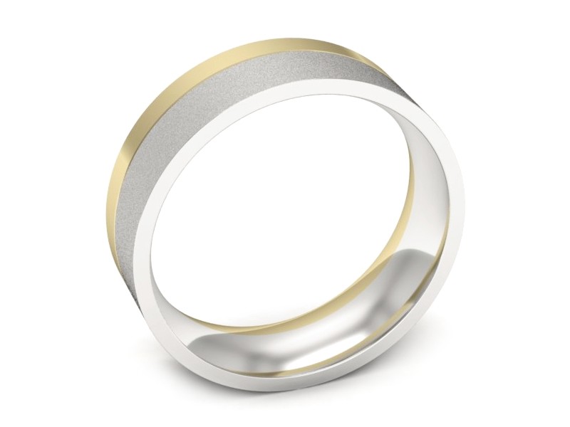 Obrączka z żółtego i białego złota soczewkowa - s322mzbms — zdjęcie 3