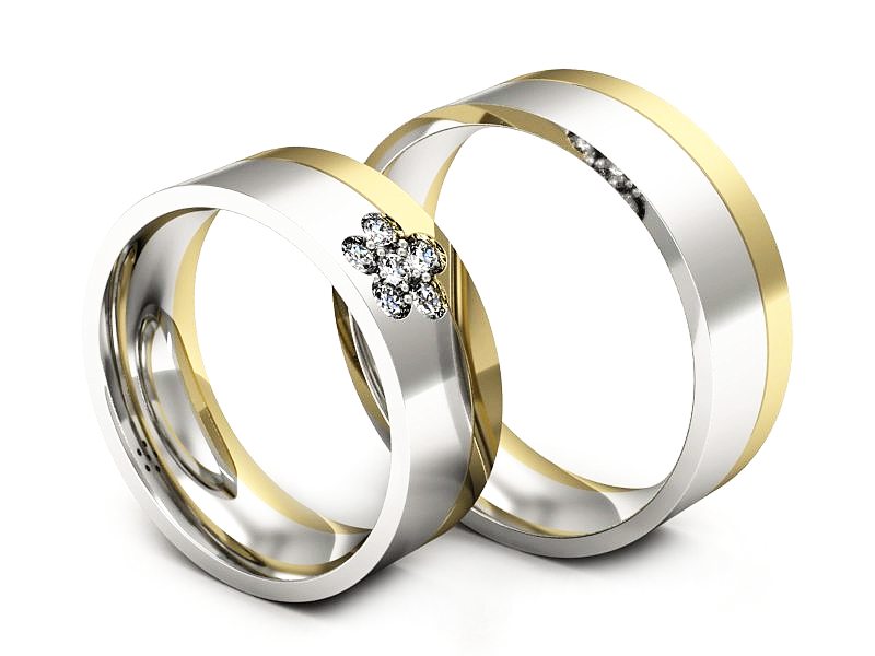 Obrączki z diamentami białe żółte złoto proba 585 - s322zb — zdjęcie 3