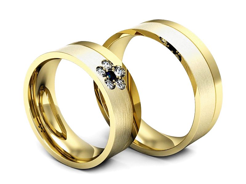 Obrączki z szafirem i brylantem grawer złoto 585 - s322zszmp — zdjęcie 3