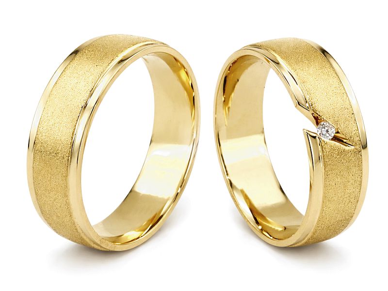 Złote Obrączki z brylantem złote żółte złoto 585 - s323 — zdjęcie 3