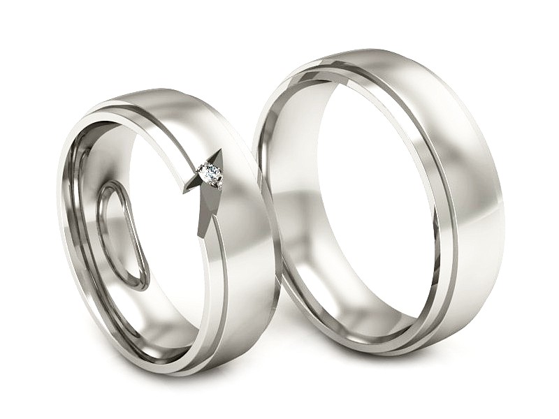 Złote Obrączki z diamentem białe złoto 585 - s323b — zdjęcie 3