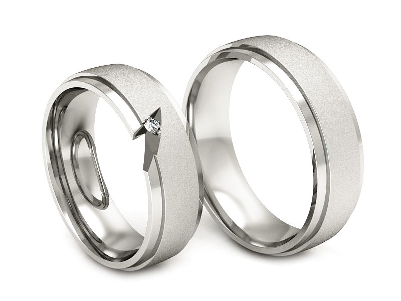 Złote Obrączki z diamentem białe złoto 585 - s323bms — zdjęcie 3