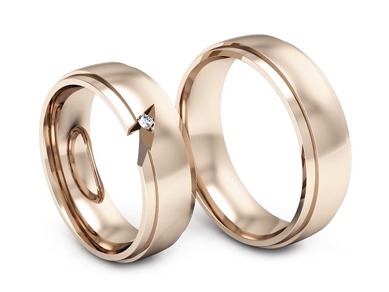 Obrączki z brylantem nowoczesne różowe 585 - s323c — zdjęcie 3