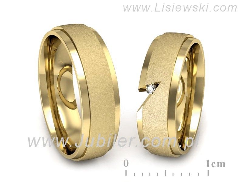 Obrączki ślubne obrączki z diamentem złote żółte złoto 14k - s323zms - 1