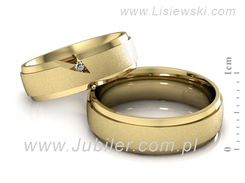 Obrączki ślubne obrączki z diamentem złote żółte złoto 14k - s323zms - 2