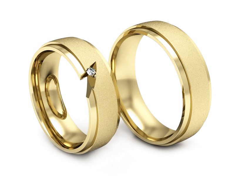 Obrączki z diamentem złote żółte złoto 14k - s323zms — zdjęcie 3