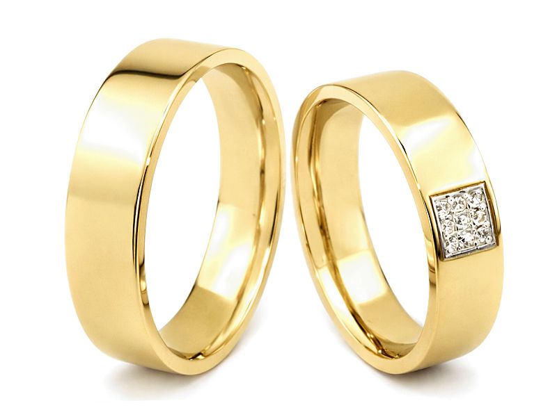 Obrączki z brylantami złote żółte złoto 585 - s324 — zdjęcie 3