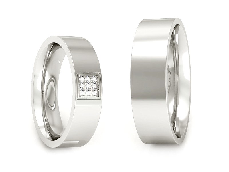 Złote Obrączki z brylantami złote białe złoto 585 - s324b — zdjęcie 2