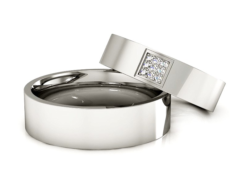 Złote Obrączki z brylantami złote białe złoto 585 - s324b — zdjęcie 3