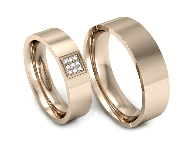 Obrączki ślubne obrączki z diamentami różowe złoto - s324c — zdjęcie 3