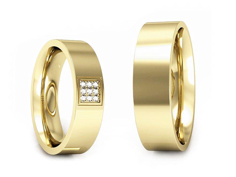 Złote Obrączki z diamentami soczewkowe obrączki - s324z — zdjęcie 3