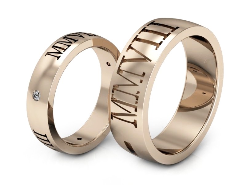 Złote Obrączki z diamentami różowe złoto 585 - s325c — zdjęcie 3
