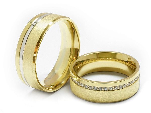 Obrączki ślubne obrączki z diamentami złoto dwukolorowe 585 - s327