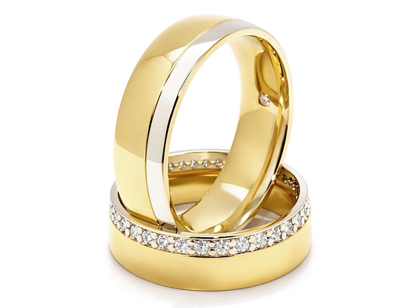 Złote Obrączki z diamentami dwukolorowe złoto - s328br_SI_H — zdjęcie 3
