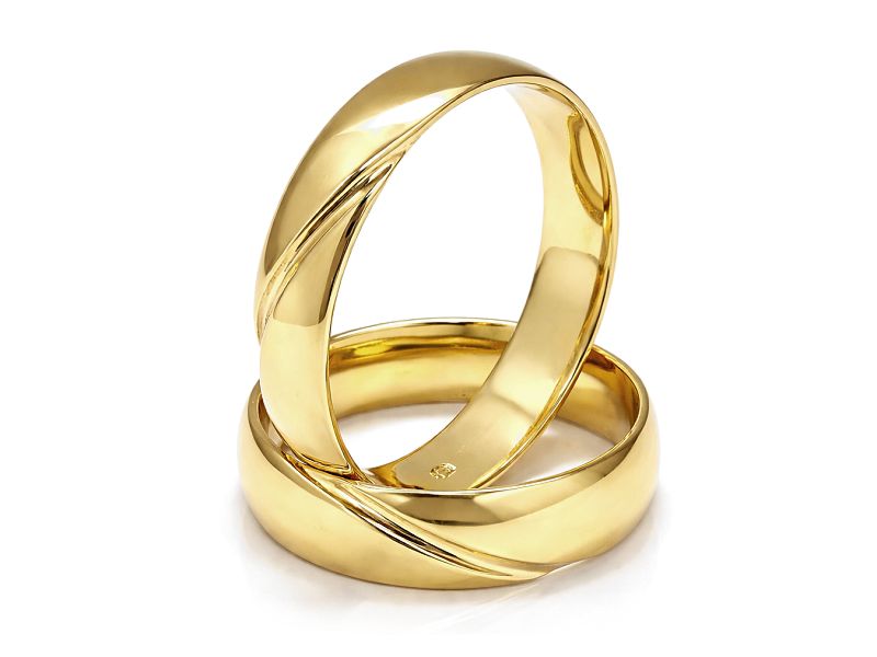 Obrączki żółte złoto obrączki klasyczne proba 585 - s330 — zdjęcie 3