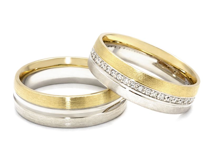 Złote Obrączki z diamentami dwukolorowe złoto - s334br_SI_H — zdjęcie 3
