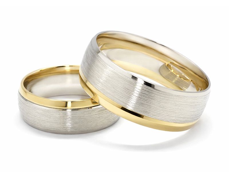 Złote Obrączki biało żółte złoto obrączki złote - s335 — zdjęcie 2