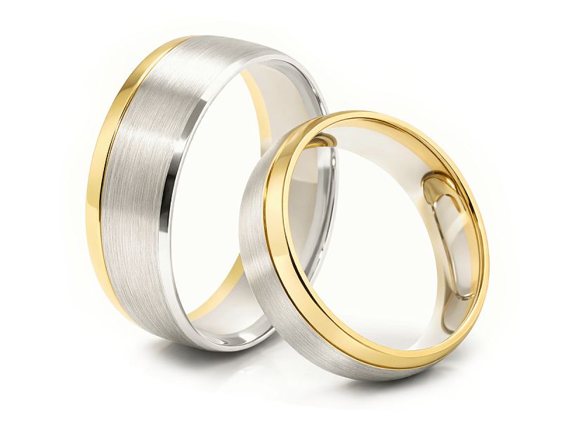 Złote Obrączki biało żółte złoto obrączki złote - s335 — zdjęcie 3