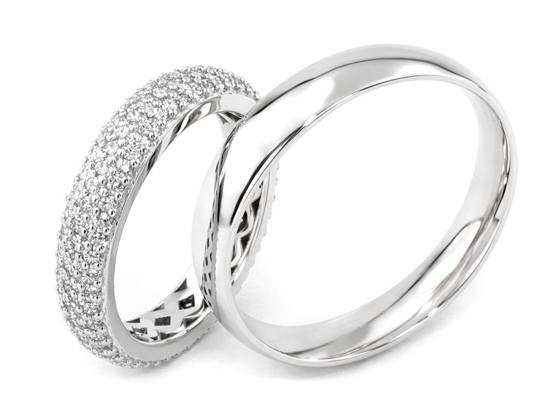 Złote Obrączki z diamentami białe złoto 585 - s35200T88 — zdjęcie 3