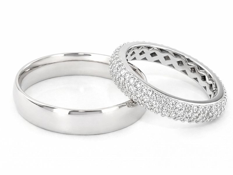 Złote Obrączki z diamentami białe złoto 585 - s35200T88 — zdjęcie 2